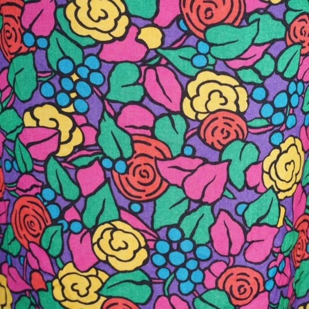 Vintage 80s John Matthews of California Floral Ruffle Tiered Dress Large - Picture 5 of 8
